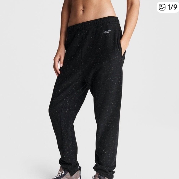 rag & bone Pants - Rag & Bone Women’s City Sweatpants Black Multicolored Dots Cotton Size Medium